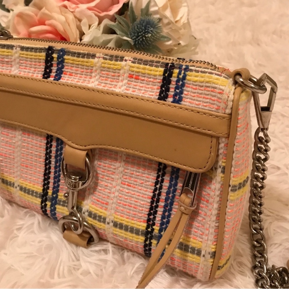 Rebecca minkoff neon pink orange blue tweed chain strap tassel bag - Picture 4 of 8